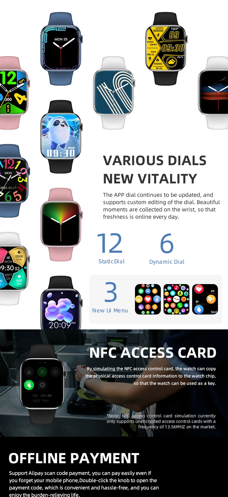 Smart Watch HW67 Pro max NFC Smartwatch Blood Glucose Music Player Sleep Monitor Women Men Watches Series7 pk DT100 IWO13