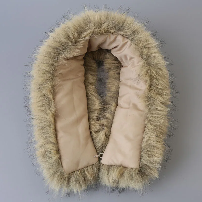 Neue Frauen Faux Pelz Kragen Winter Warme Schal Schal Nachahmung Waschbären Pelz Kragen Jacken Mantel Hut Streifen Große Größe Gefälschte Pelz Kragen – Detail 4