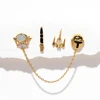 4pcs/set Cool Universal Soldier Hero Stud Earrings for Women Girls Gold Color Zircon Crystal Jewelry 5