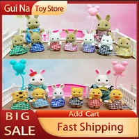 New 1/12 4.5CM Simulation Forest Animal Baby Family Toys Critters Rabbit Dolls Dollhouse Figures Accessories Gifts For Chirldren 1