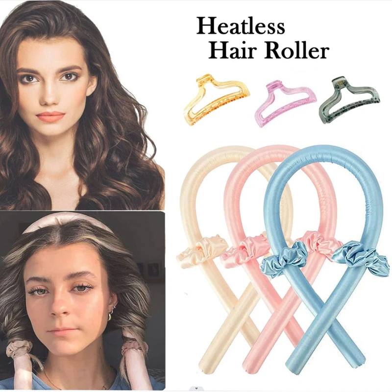 Heatless Curling Rod Headband No Heat Silk Curls Ribbon Hair Rollers Sleeping Soft Headband Lazy Hair Curlers Styling Tools