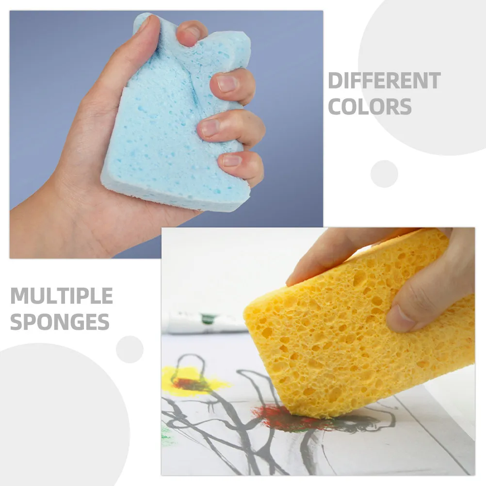 4Pcs 물 흡수성 페인팅 스폰지 수채화 예술 일러스트레이션 청소 및 공예 사용을 위한 컬러 스폰지 세트