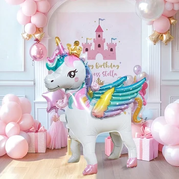1pc Freestanding Cute Unicorn Balloon, Birthday Decoration, Rainbow Unicorn Party Supplies, Room Decoration 1