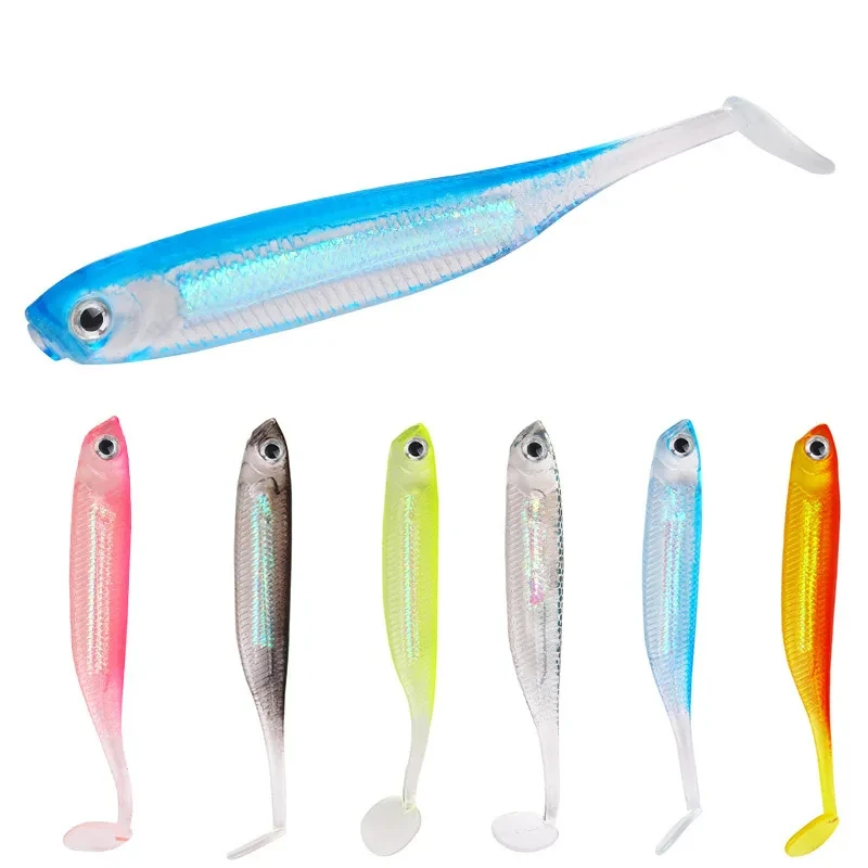 

5pcs Worm Soft Bait 2.2g 70mm T Tail Jigging Wobblers Fishing Lure Tackle Bass Pike Aritificial Silicone Swimbait Soft lure
