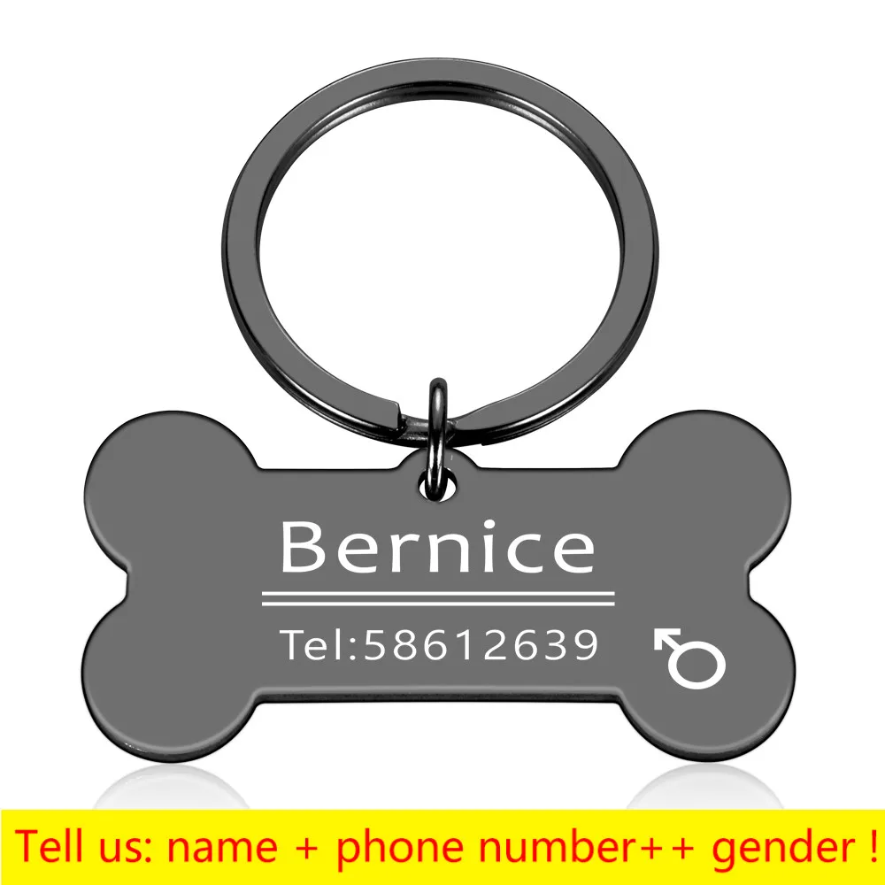 Personalized Collar Pet ID Tag Engraved Pet ID Name for Cat Puppy Dog Tag Pendant Keyring Bone Tag Pet Accessories Dropshipping 