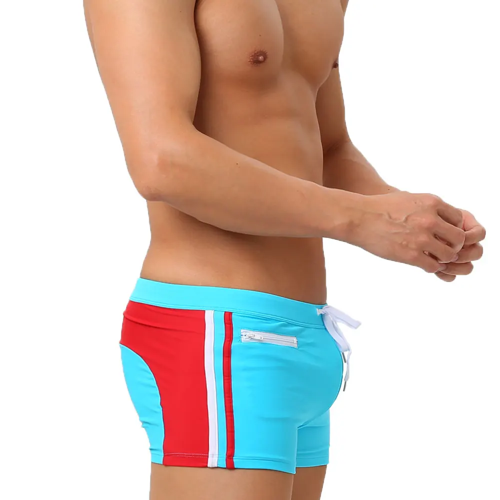 Mens Swimwear Push-Up Swimming Trunks Boxer Pocket Breathable Swim Suit Speed Beach Shorts sunga