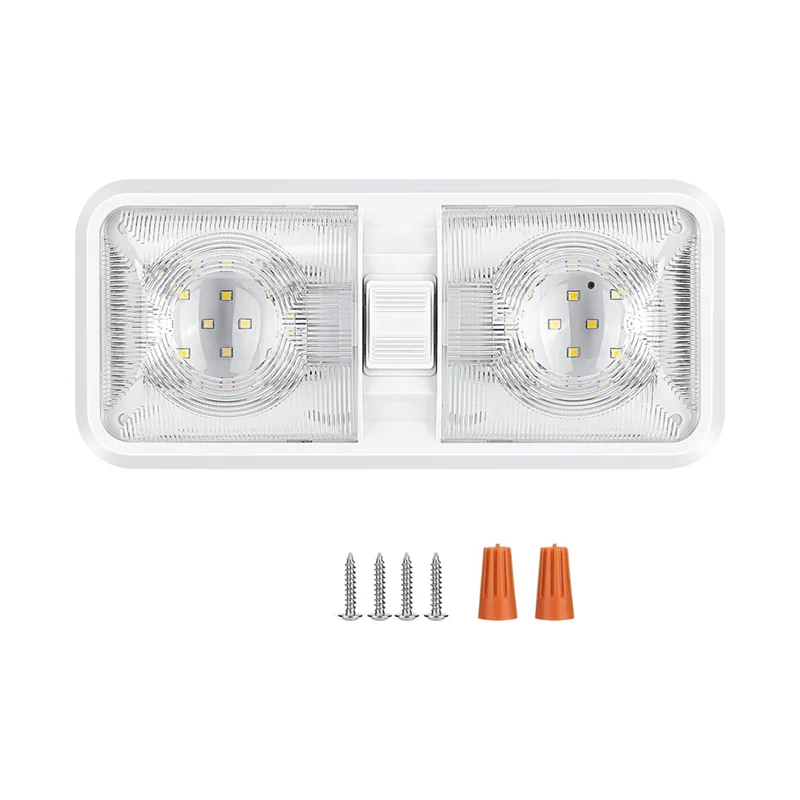 신뢰할 수 있는 RV 조명 실내 12V LED 8W 천장 이중 돔 조명 600 루멘 밝기 조명기구 RV 트레일러 보트 자동차용