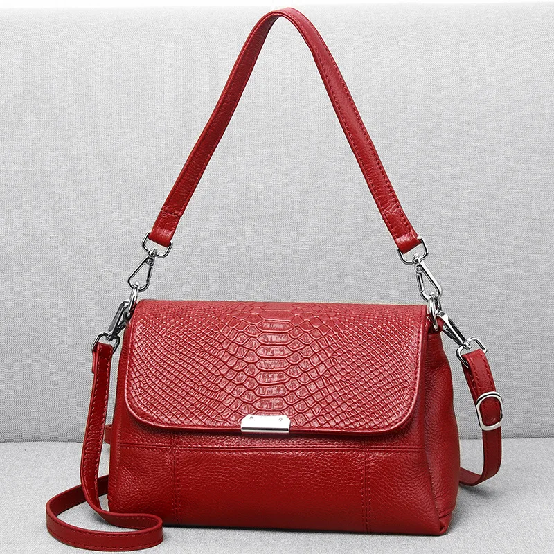 

Serpentine Pattern Genuine Leather Bag Woman Small Real Cowhide Handbag Luxury Cow Leather Ladies Shoulder or Crossbody Bags