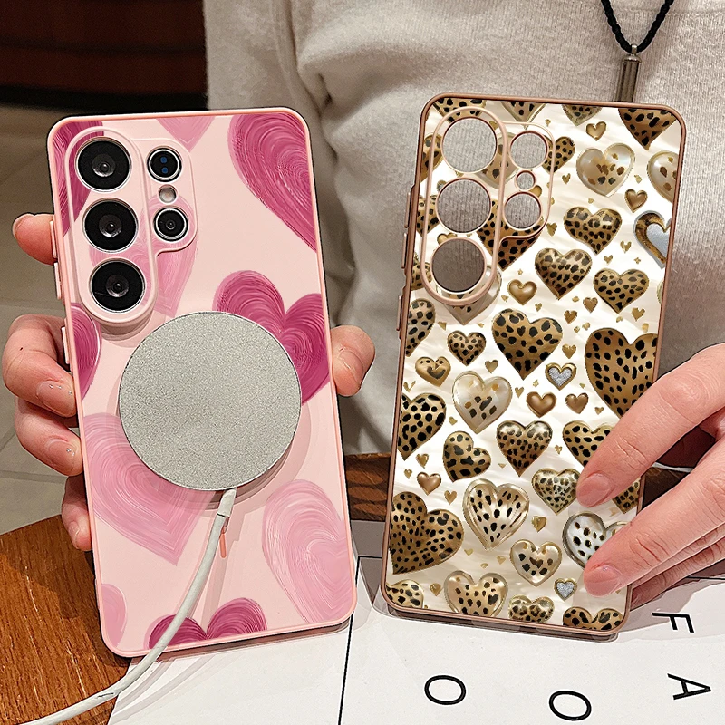 Love Heart Printed Magnetic Phone Case Cover