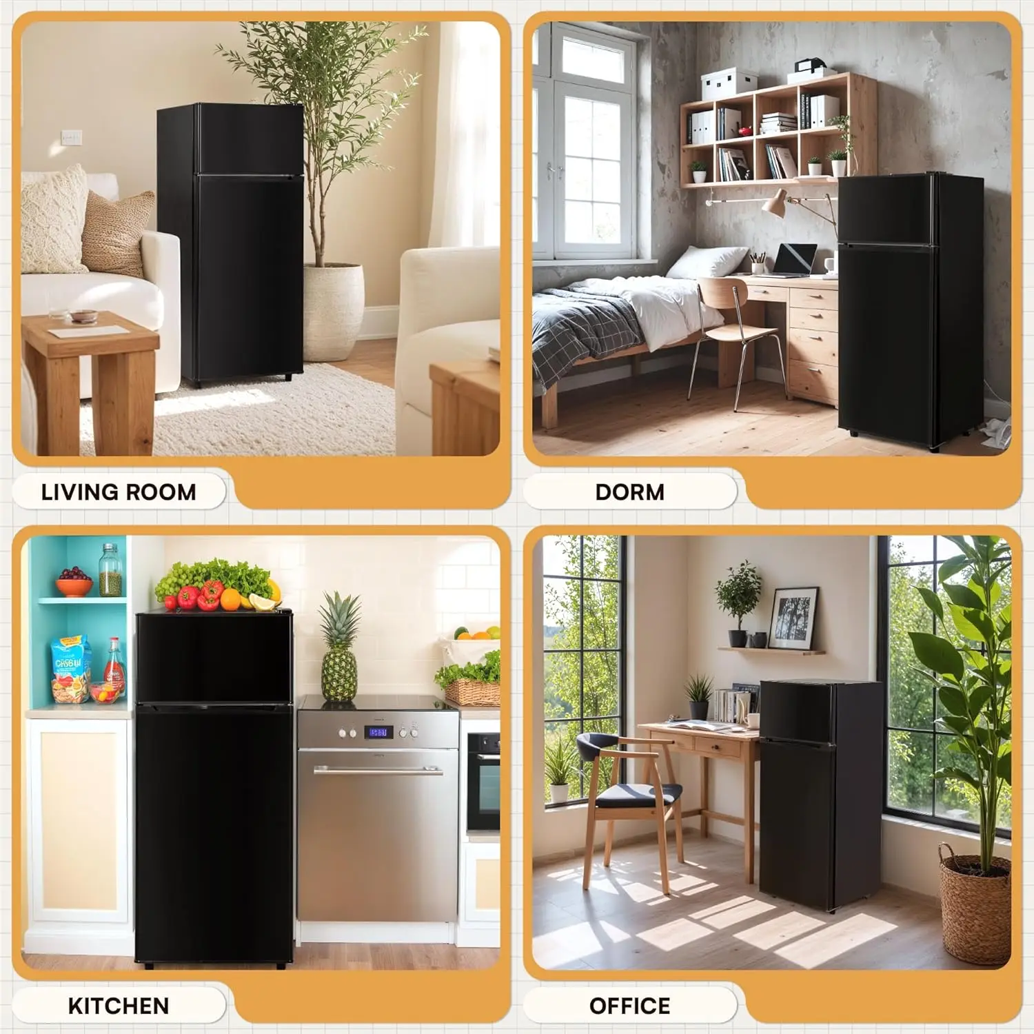 4.5 Cu.ft Mini Fridge with Freezer, Small Refrigerator with 2 Doors for Office, Kitchen, Dorm and Bedroom, Mini Refrigerator