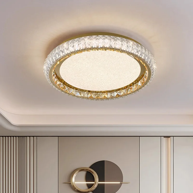 새로운 모던 침실 K9 크리스탈 LED 천장 조명 홈 럭셔리 골드 플러시 마운트 램프 거실 식당 실내 장식 조명