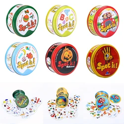 Jeu de cartes Dobble Spot It, jeu de société pour enfants, boîte en métal pour Camping 