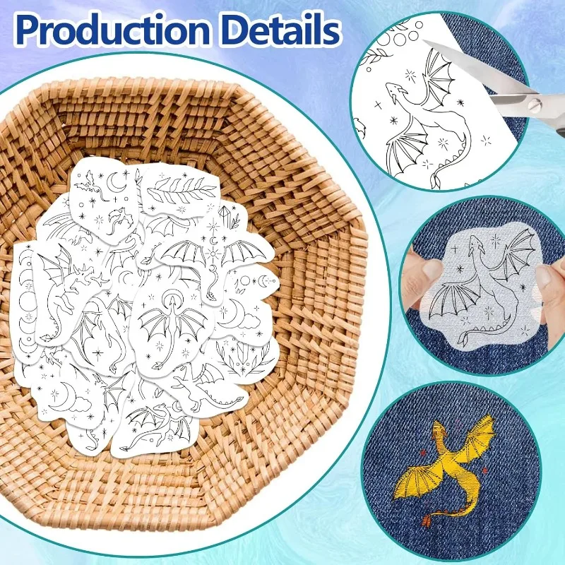 Dragon Water Soluble Embroidery Stabilizer 1Set 4Sheets Stars Hand Sewing Stabilizers Self Adhesive Washable Stick and Stitch embroidery stabilizer