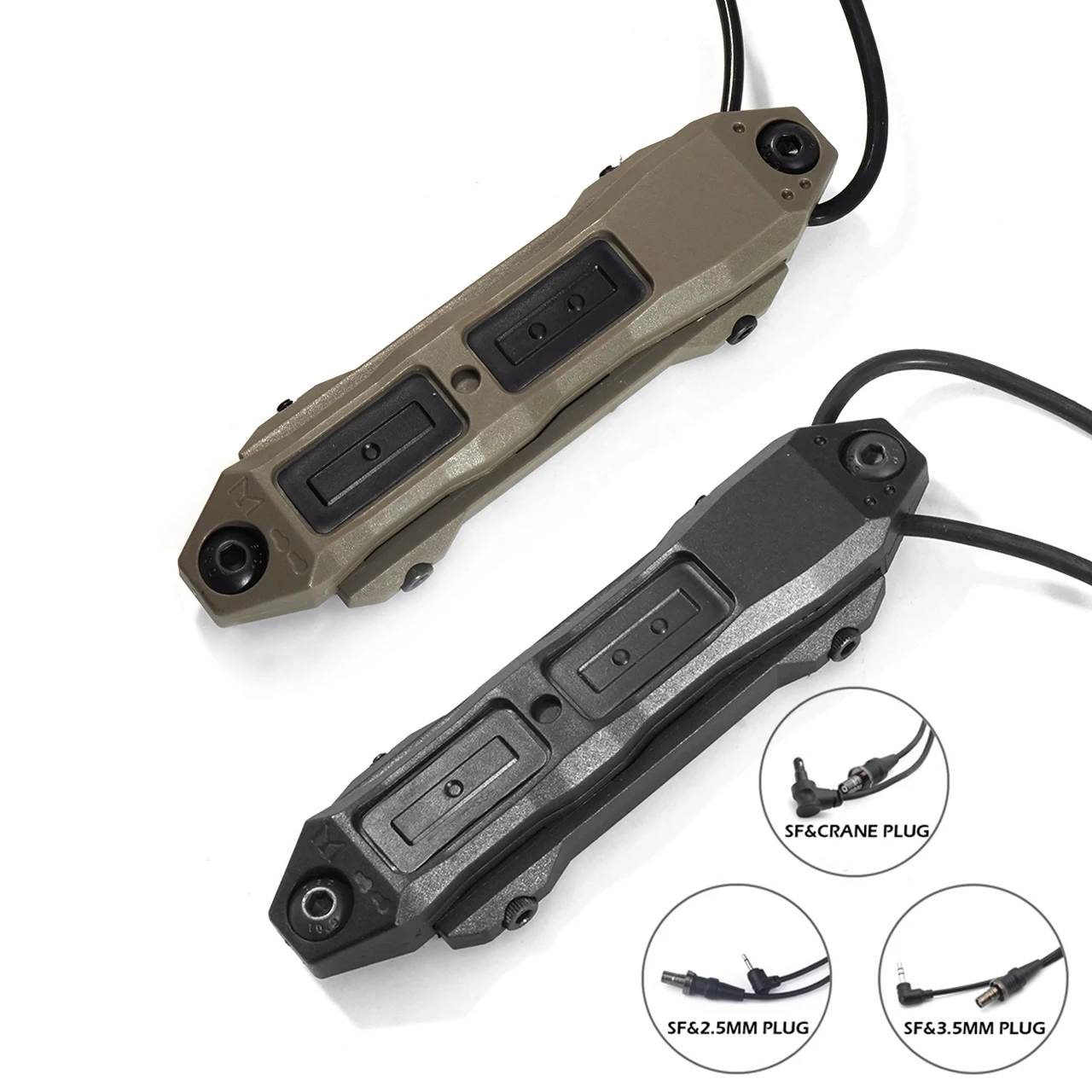 SOTAC TAPS Dual Switch Button SF Flashlight Plug DBAL Laser Pointer Crane Plug 2.5mm 3.5mm Black and Tan Color