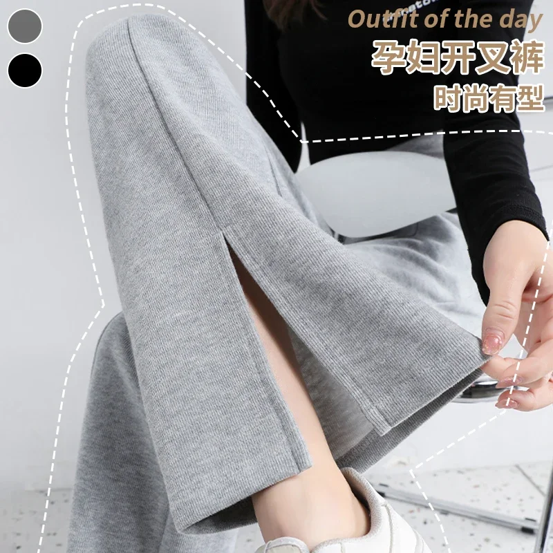 Spring Maternity Straight Pants Leg Splits High Waist Belly Trousers for Pregnant Women Casual Pregnancy women pants,maternity pants
