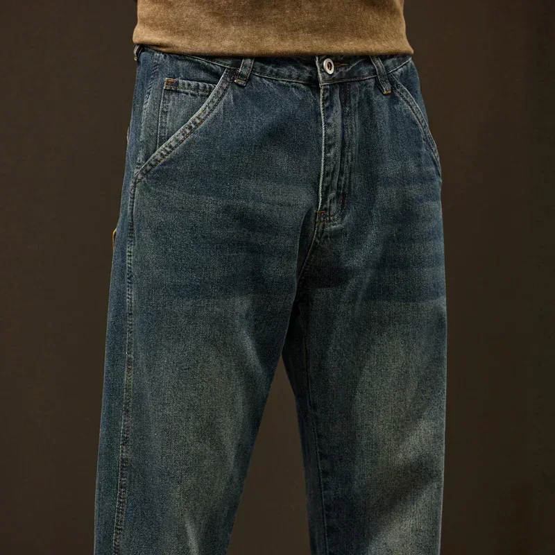 Baggy Jeans Mew Wide Pants Loose Fit Harem Pants Casual Fashion Patched Pockets Oversize Men\'s Trousers New Jeans Kpop