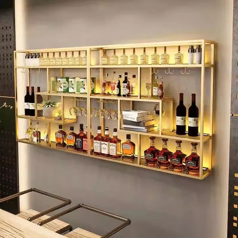 

Commercial Corner Bar Cabinet Shelf Unique Club Metal Retail Wine Rack Display Living Room Armario Para Vinos Kitchen Furniture