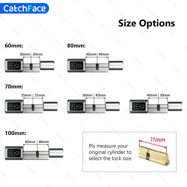 Catchface Fingerprint Frid Card Password TTLock Electronic APP Wifi Digital Cylinder Smart Door Lock Bluetooh 3