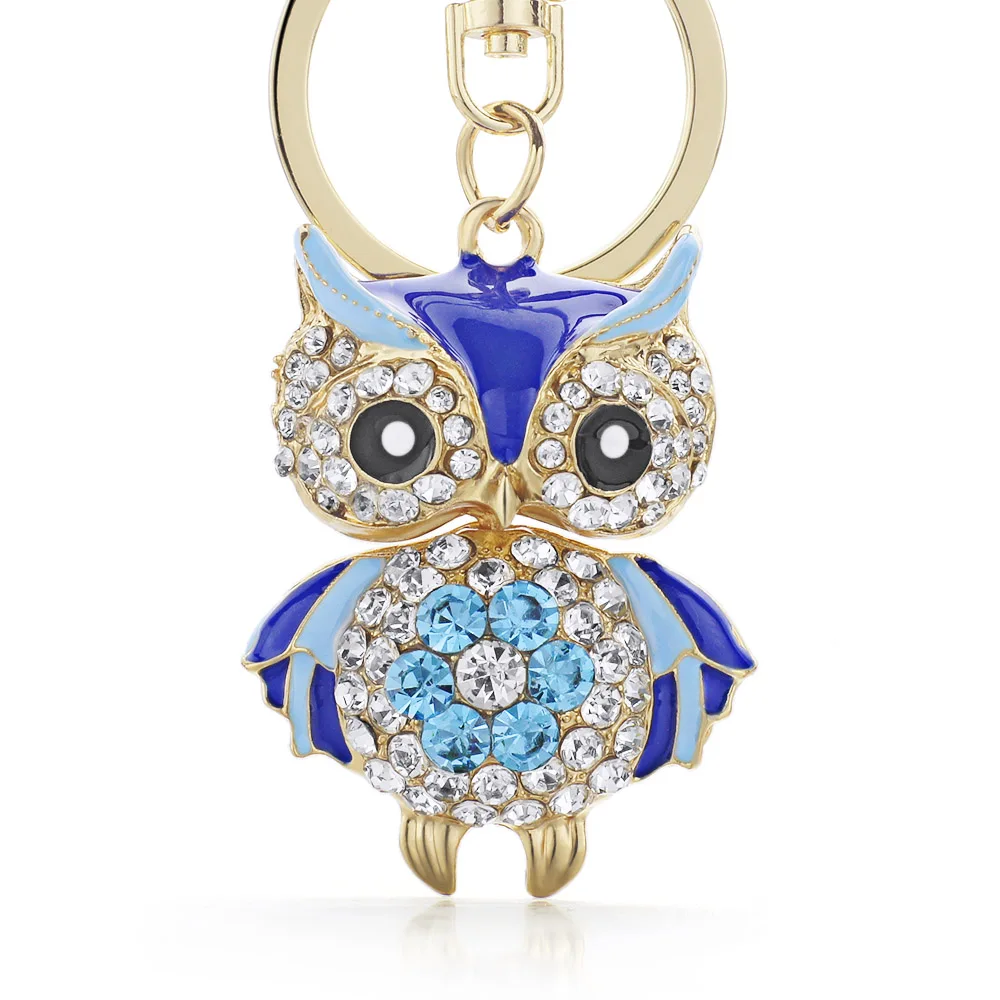 

Exquisite Owl Crystal Key Chains Rings Holder For Women Girl Flower Purse Bag Buckle Pendant For Car Keyrings KeyChains K288