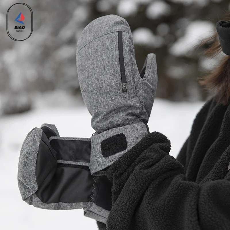 COMXZ Trend Winter Touchscreen Ski Gloves Waterproof Warm with Storage Zipper Unisex Outdoor Sports Minimalist Versatile