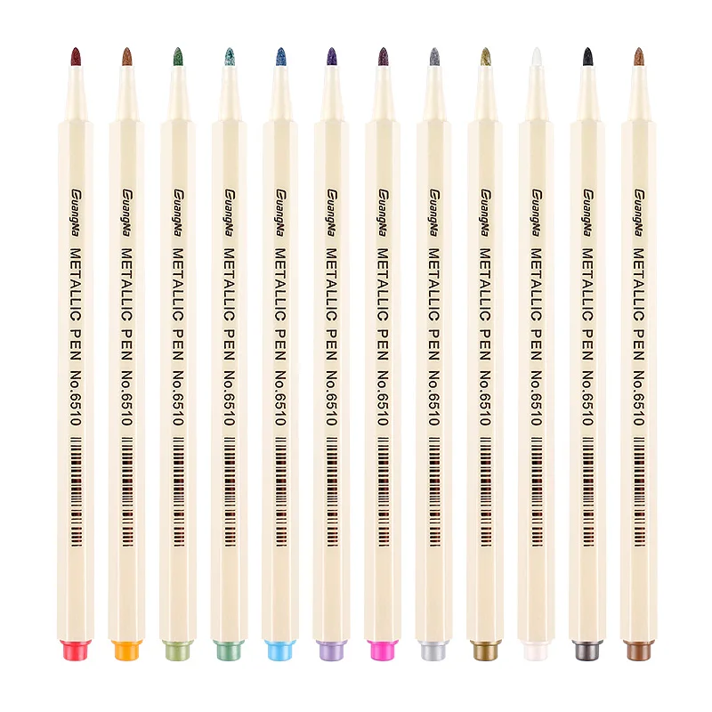 12 Colors Metallic Marker Pen Medium Point Metallic Markers for Rock Painting, Black Paper, Card Making, Scrapbooking Crafts