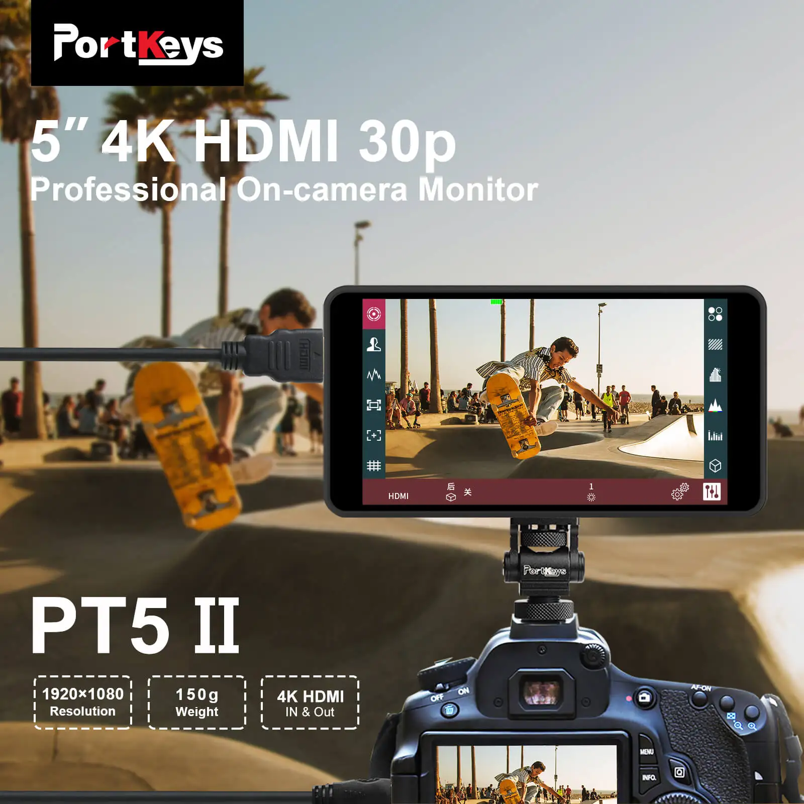 

Portkeys PT5 II PT6 Touchscreen Camera Field Monitor Wide Color Gamut New Peaking LUT Video Assist Luma RGB Waveform for DSLR