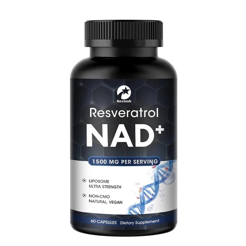 Kexinsh Nad Capsules 1000mg Liposomal NAD+ Supplement Resveratrol Anti-Aging Cell Booster Supports Natural Energy