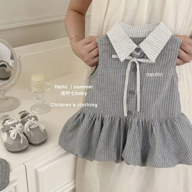 Robe d'été pour petites filles, chemises longues rayées, robes élégantes d'anniversaire pour enfants de 0 à 7 ans, 25 1