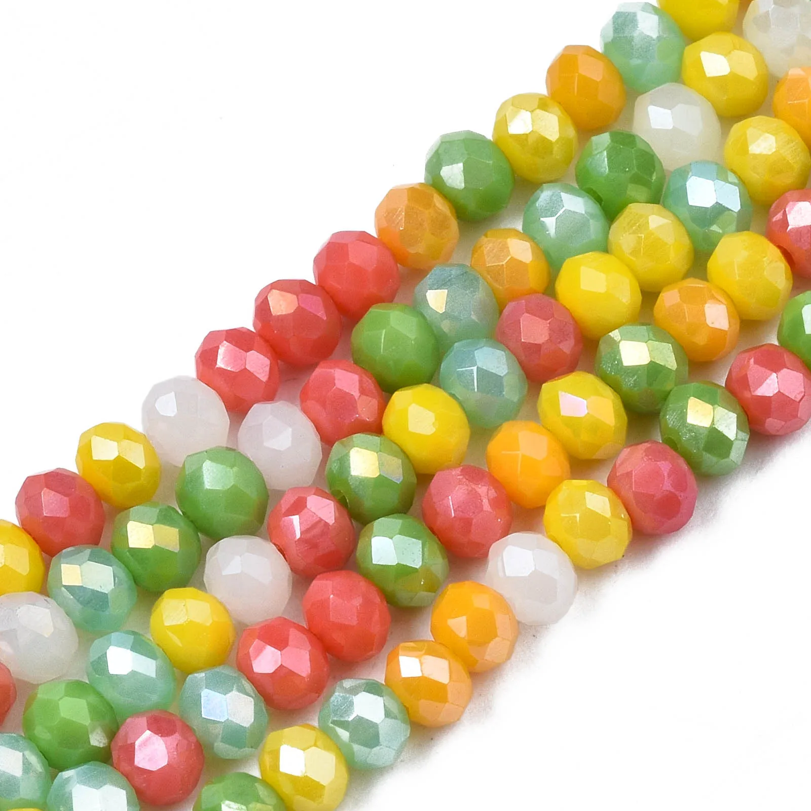 30 Strands Small Colorful Glass Beads 3x2mm Mini Loose Spacer Charm Beads Faceted Rondelle for DIY Jewelry Making Necklace Craft