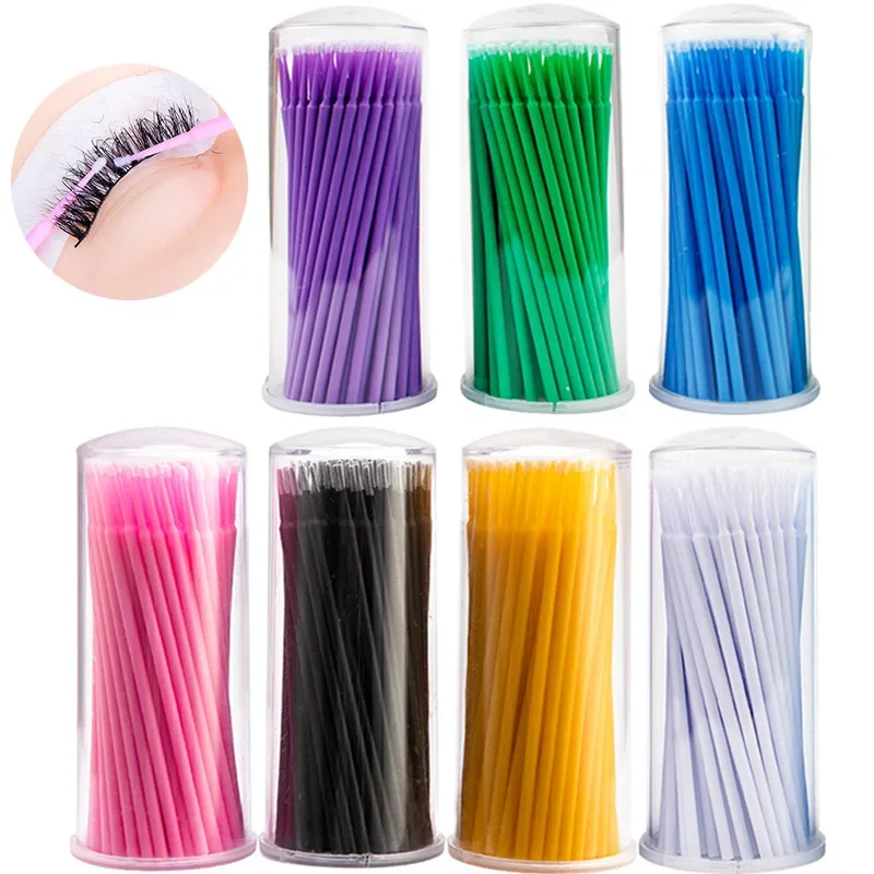 100 Pz/Bottiglia Estensione Ciglia Tamponi Per La Pulizia Lash Lift Colla Remover Applicatori Bastoncini Trucco Micro Pennelli Strumenti