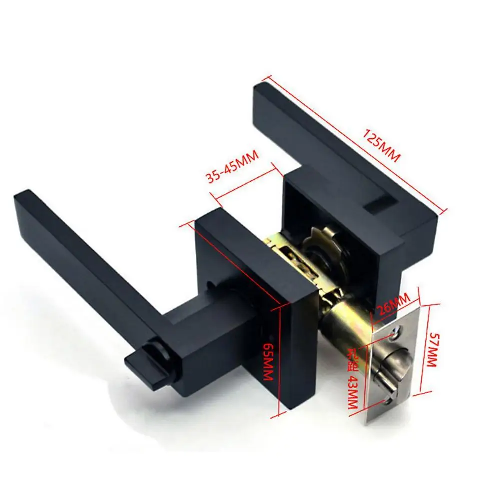 Door Handle Door Handle Lock Square Channel Privacy Mask Interior Bedroom Room Bathroom Three-Bar Spherical Lock