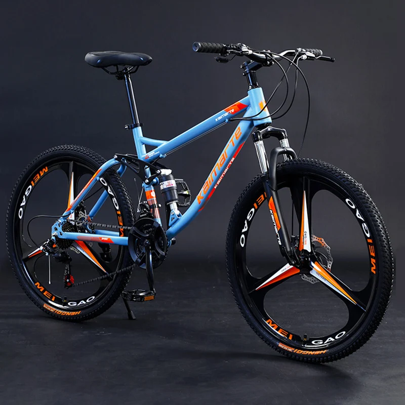 24 "26" Mountain Bike Studente Adulto Studente Racing City Bike Mtb Acciaio Mountain Bike Fuoristrada Coda Morbida Doppio Smorzamento