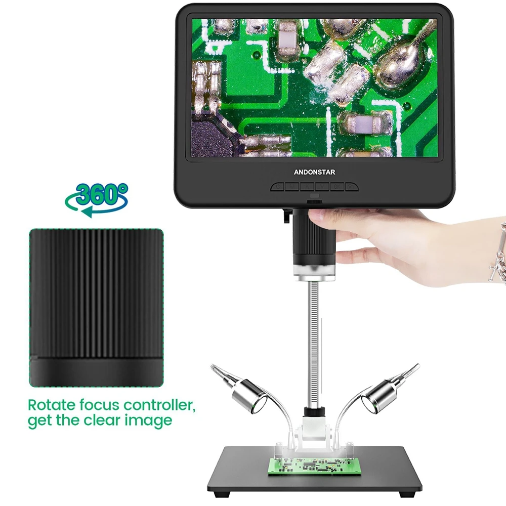 Andonstar 10.1 Inch Adjustable LCD AD210 Digital Microscope 260X 1080P Soldering Microscope for Electronic PCB Repair Microscope
