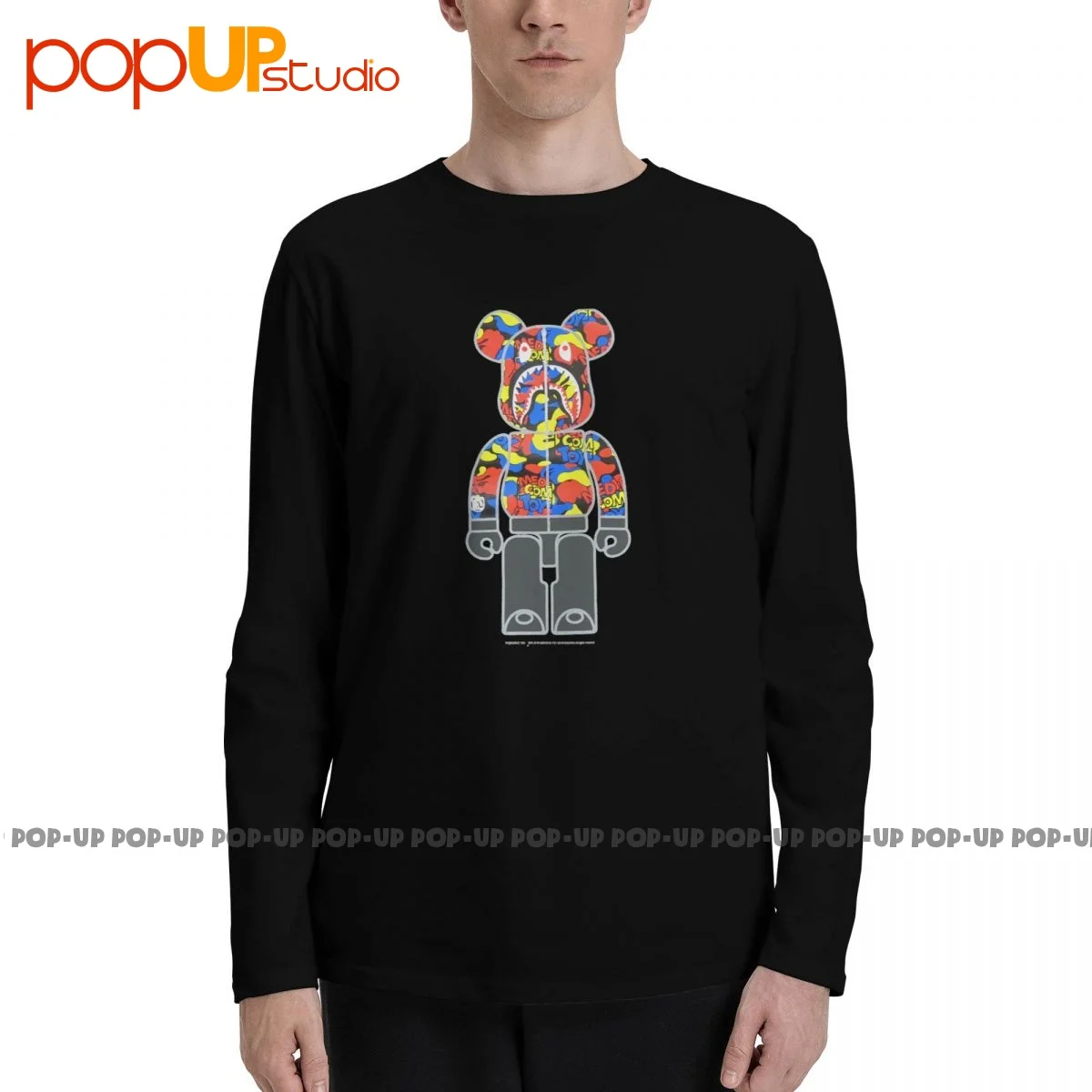 Medicom Toy Bearbrick Medicom Toy Camo Shark 2019 T-Shirt A Maniche Lunghe T-Shirt Tee Cool Casual Novità Best Seller