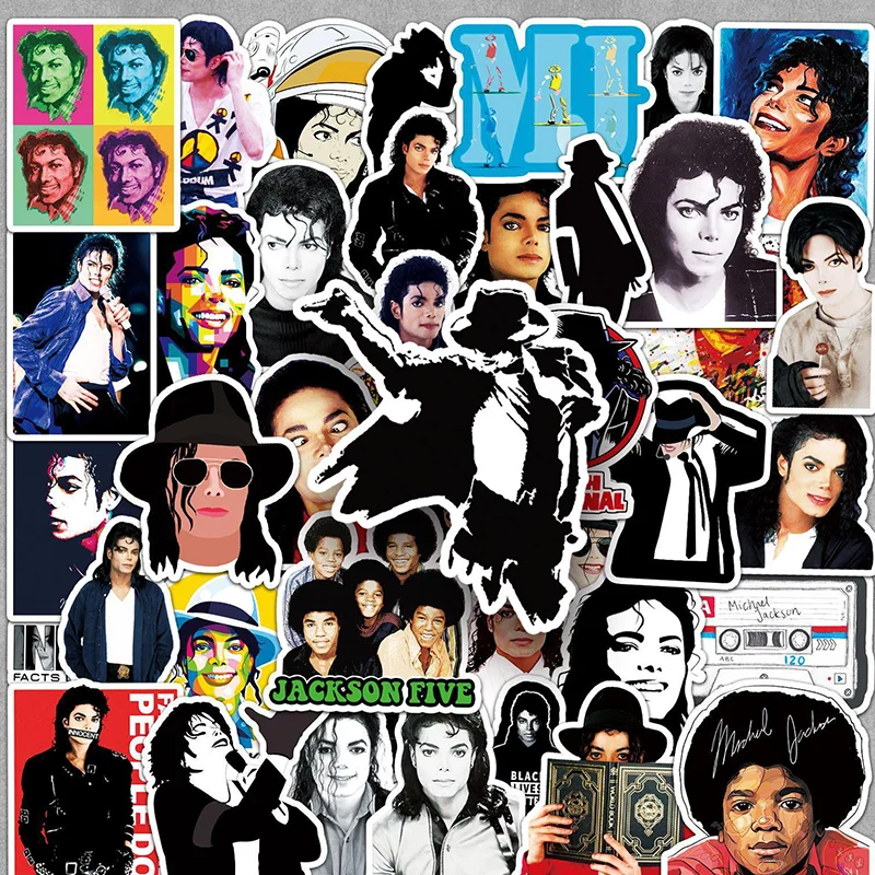 51 Adesivi Michael Jackson, Sticker Decorativi Fai-da-Te per Valigie, Auto, Tablet, Computer, Frigoriferi - immagine 3