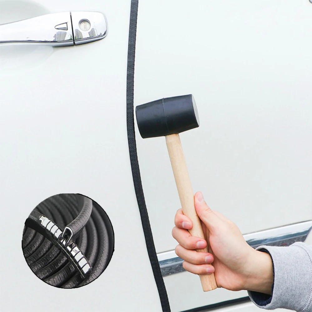Car Weatherstrip Door Edge Guard Moulding Trim Rubber Edge Strip Seal with Steel Black