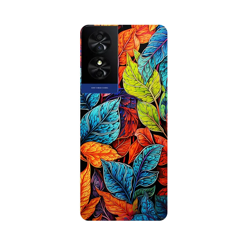 Colorful Leaves Flower Painted Soft Silicone Phone Case Cover - Bumper Protection Design
