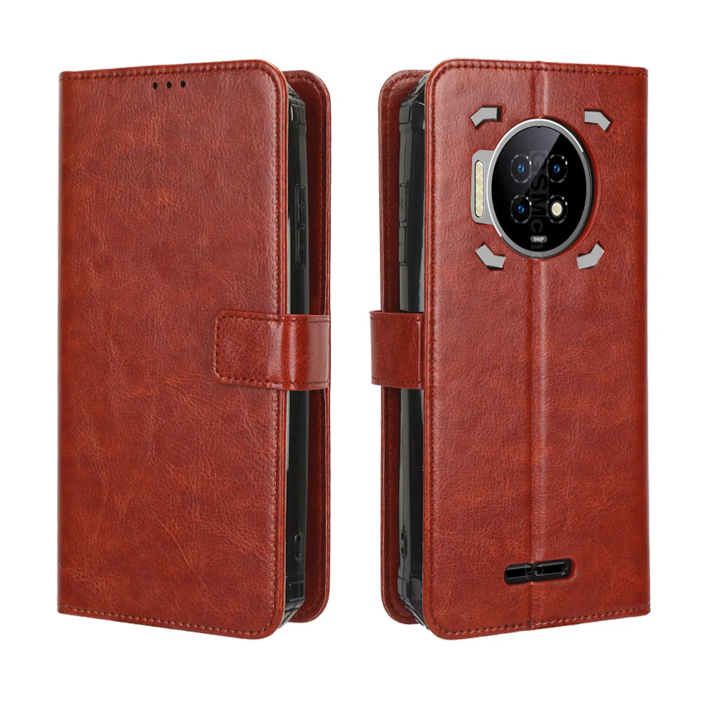 TAUYN Cover In Pelle PU A Portafoglio Per Oukitel C33 – Con Chiusura Magnetica, Supporto E Slot Per Carte, Protezione RFID, Colore Marrone