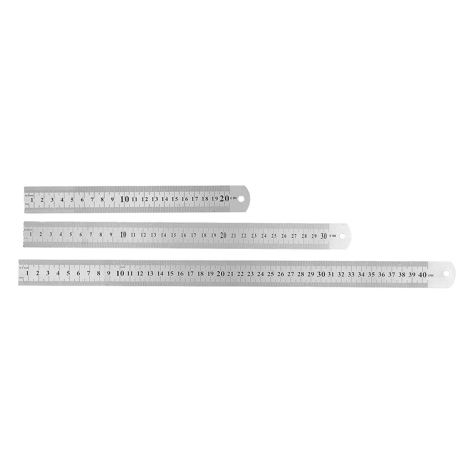 

3Pcs Stainless Steel Ruler Metal Ruler for Engineering School Office Drawing 20cm/30cm/40cm