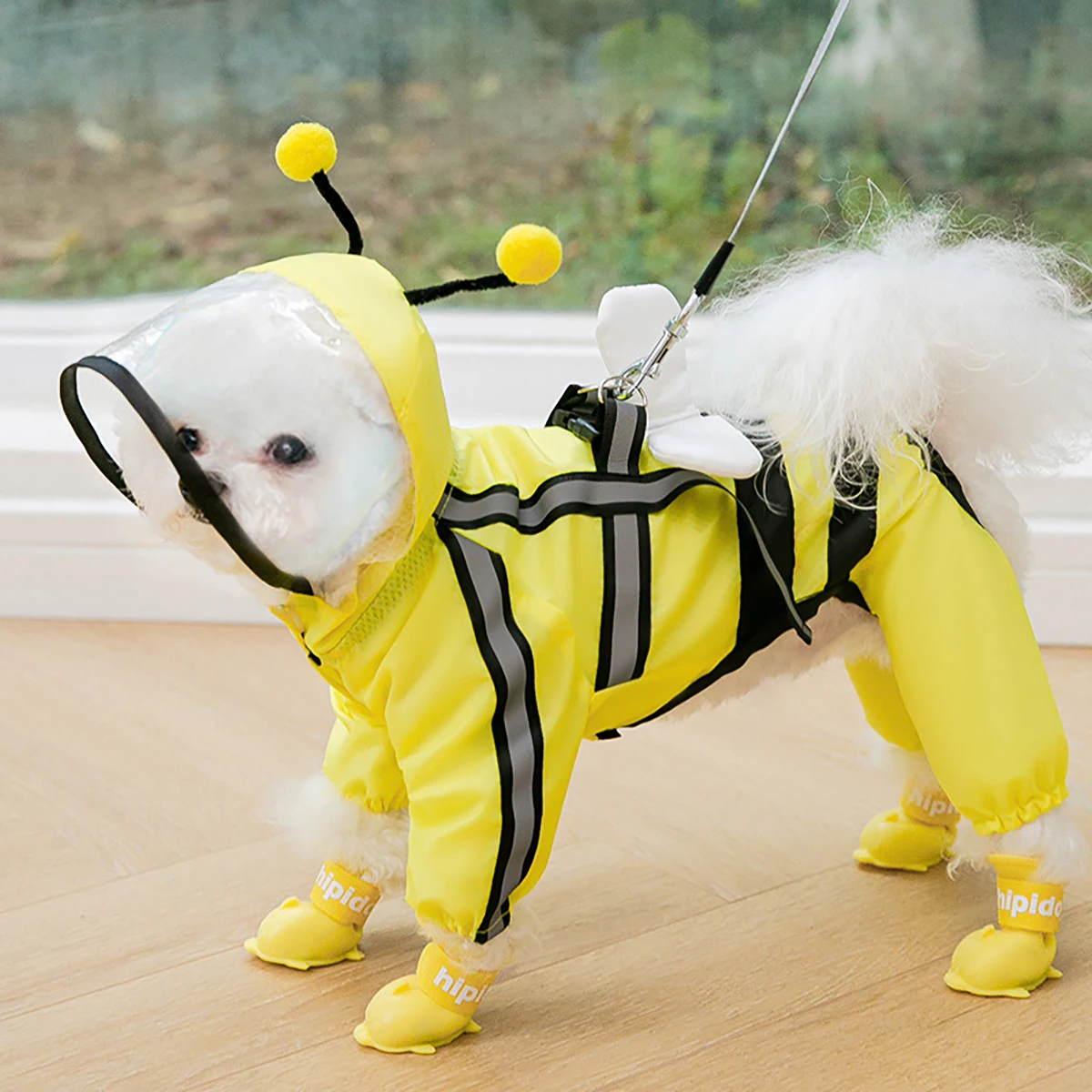 

Bee Shape Dog Raincoats Cute Pet Poncho Night Reflective Suitable Pets Rain Coat Waterproof Jacket Fashion Puppy Clothes