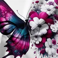 3pcs Beautiful Colorful Butterfly Digital Printing Duvet Cover Set,Bright white Gesang flower shaped flowers Bedding Set, 5