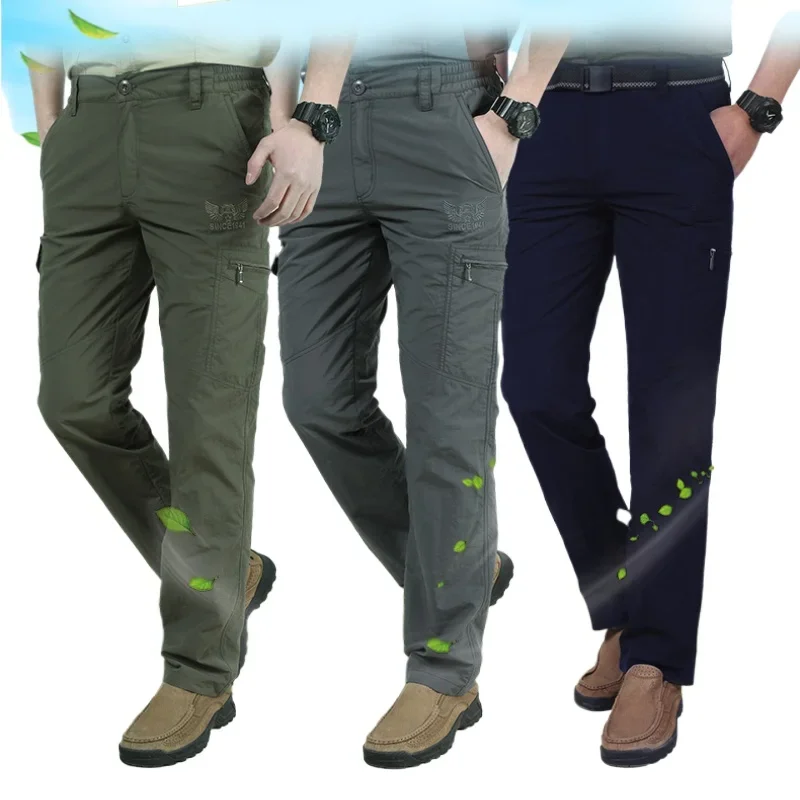 Men's Thin Quick Dry Cargo Pants with Utility Pockets