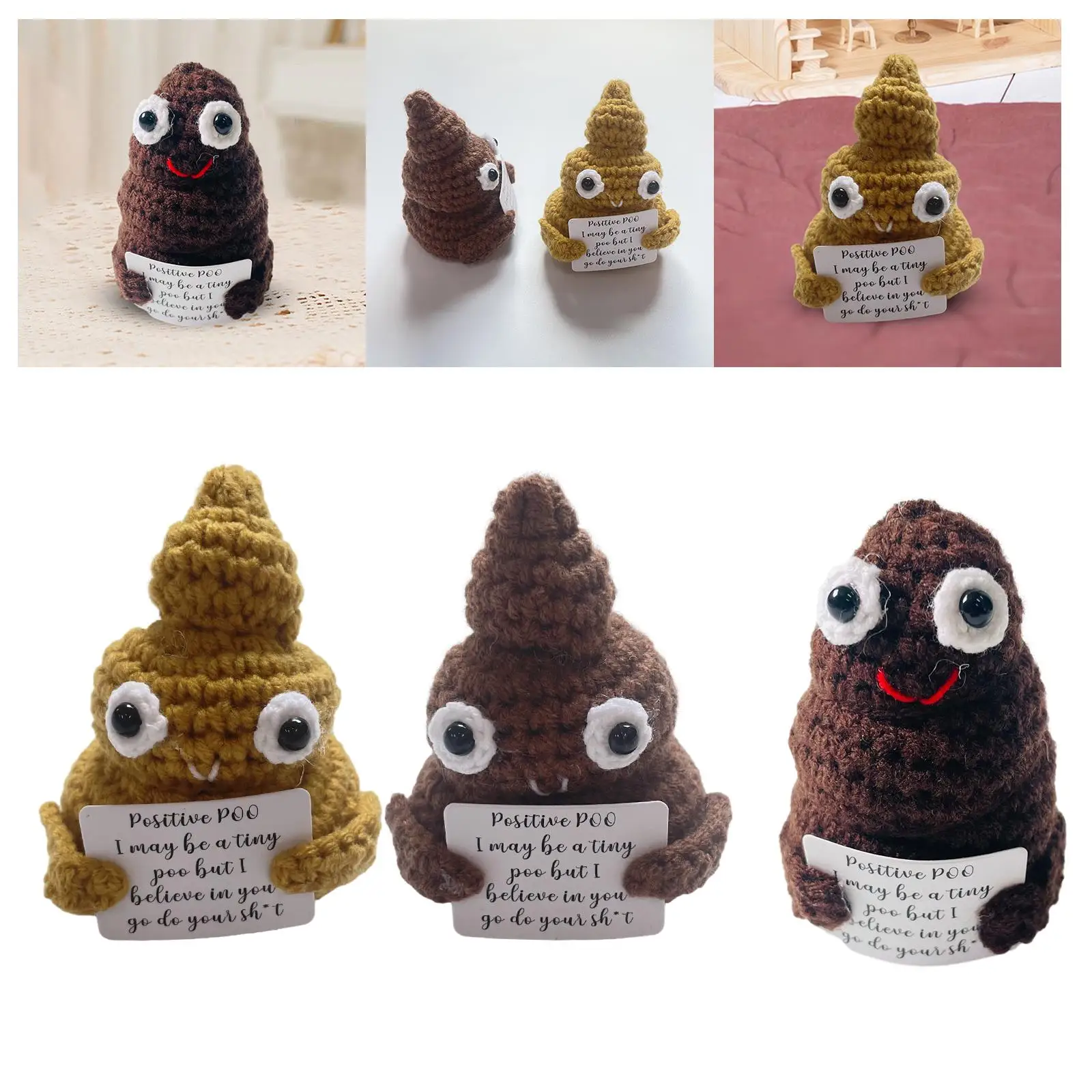 Mini Positive Poo Hug Gifts Creative Positive Poo Knitted Doll for Desktop  Office Home Decor Holiday Party - AliExpress