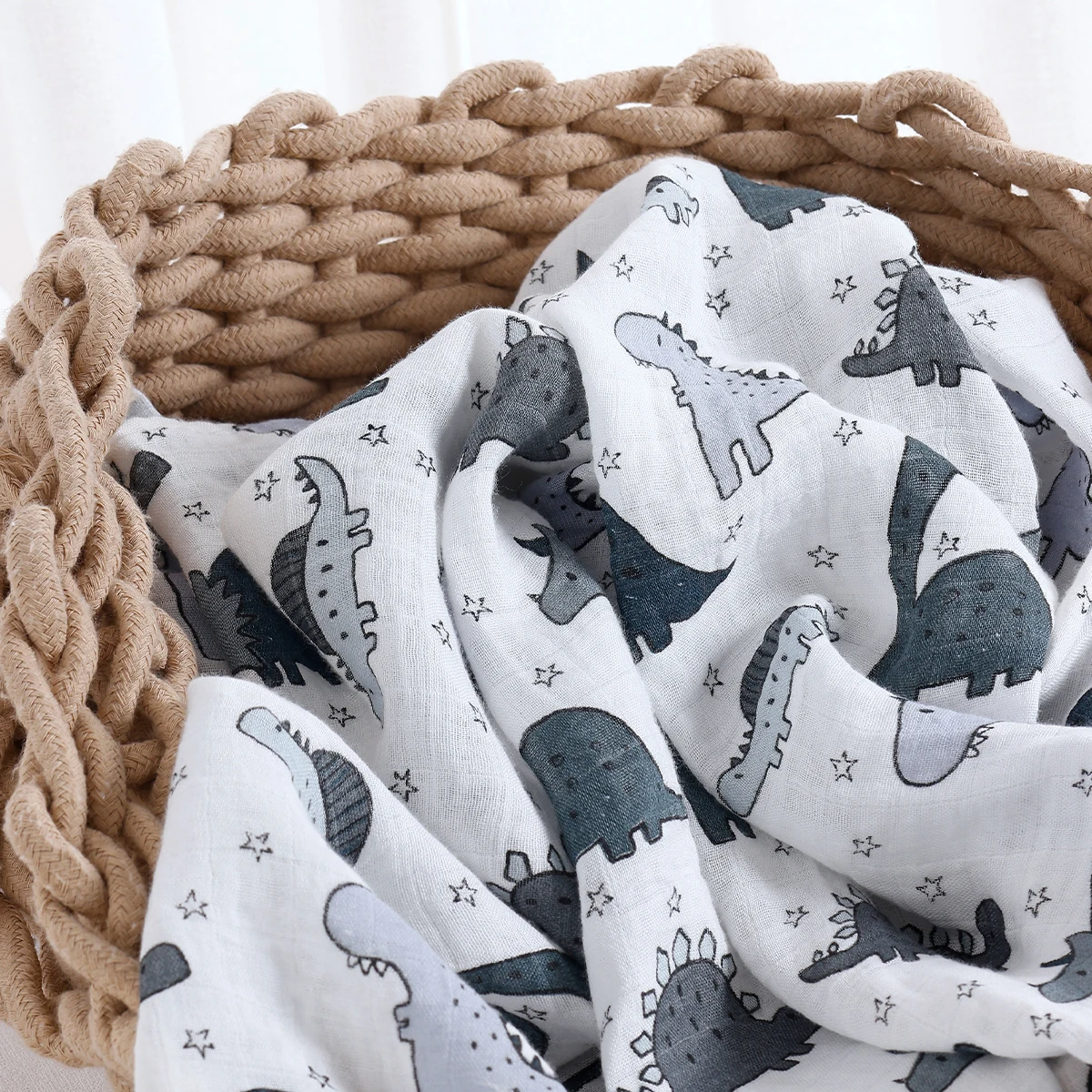 Happyflute 120*110CM  Muslin Swaddle For Newborn Bamboo Cotton Summer Blanket Bed Comforter Cute Baby Blankets 2