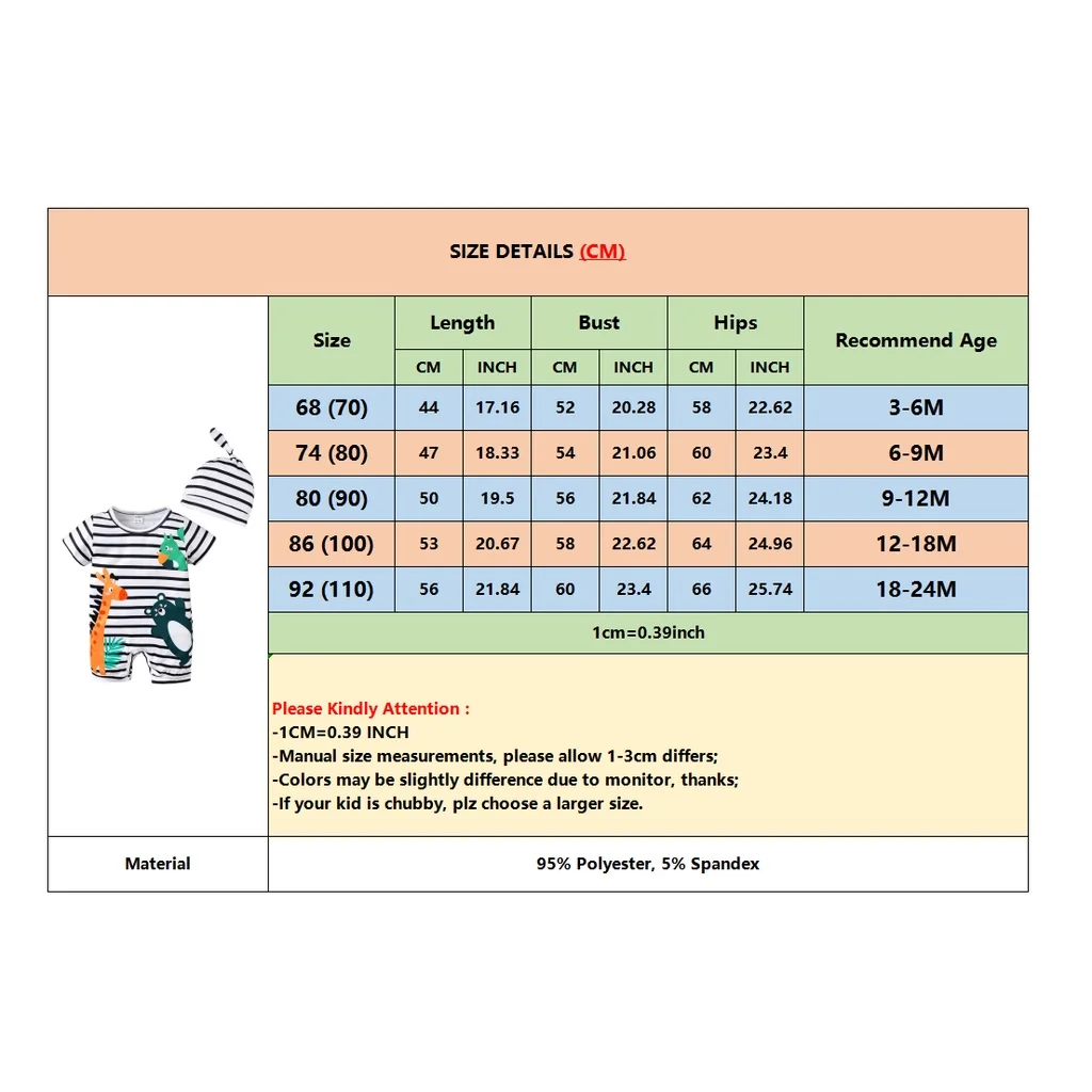 Baby Boy Cute Animals Romper Striped Short Sleeve Jumpsuit+Hat 2PCS Summer Korean Style Clothes Suit for Toddler Boy 3-24Months 6