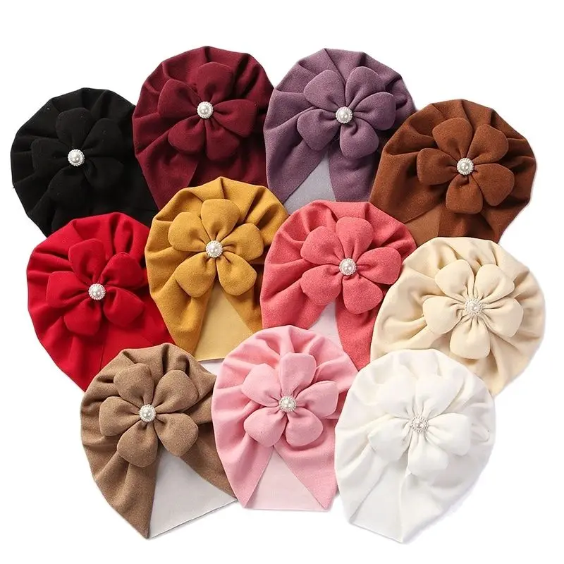 10+ Colors Newborn Cute Flower Beanie Hat Baby Girls Photography Props Turban Toddler Bonnet Cap Hair Accessories 3-24M
