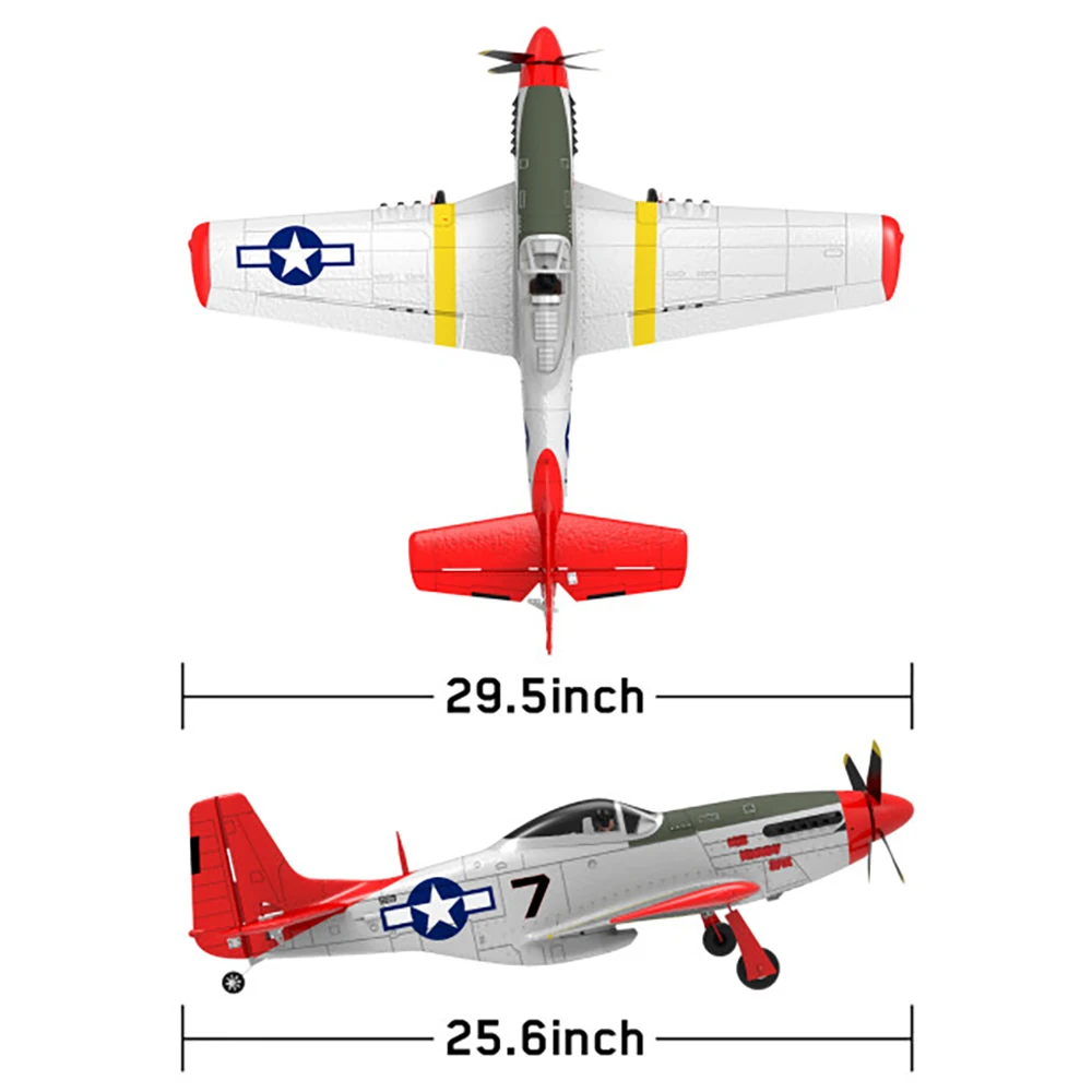 750MM  29.5" Large Remote Control Aircraft P51 P51D Mustang  4CH Aerobatic Fight Brushless RC Air Plane Glider For Adults Expert 5