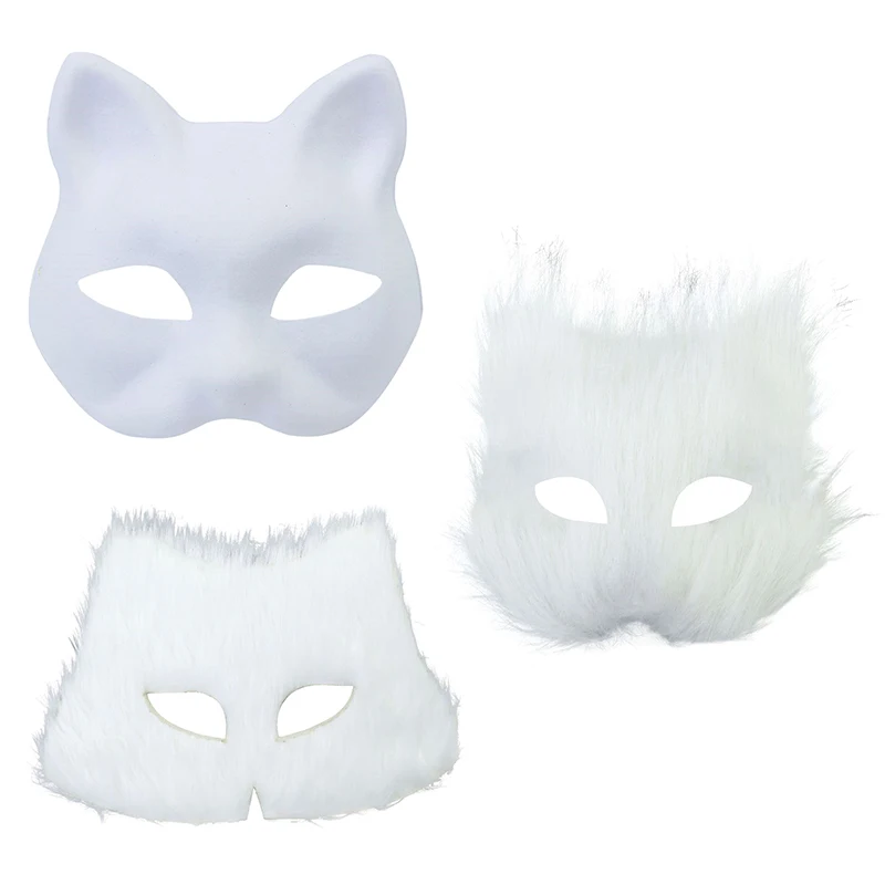 Therian Maske Kit Papier leere Masken halbe Gesichtsmaske Therian Maske Set handgezeichnete Tier Katze Maske DIY Masken Cosplay Party Geschenke – Detail 7