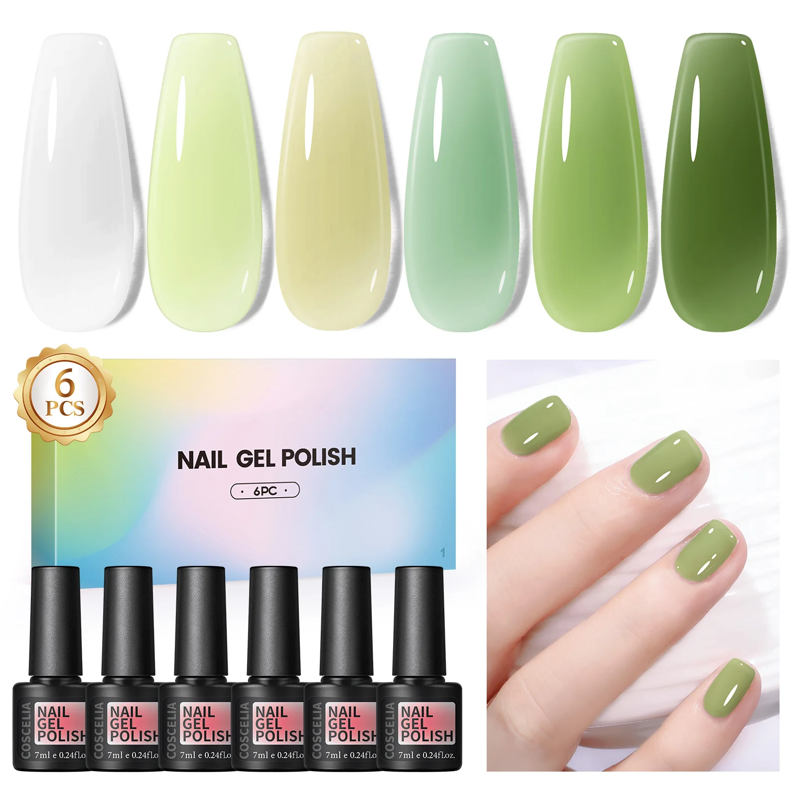 Coscelia Nail Gel Polish Set 7ml Jelly Nail GelCrystal Translucent Clear Pink Nail Art Semi Permanent Soak Off UV LED Varnish 2