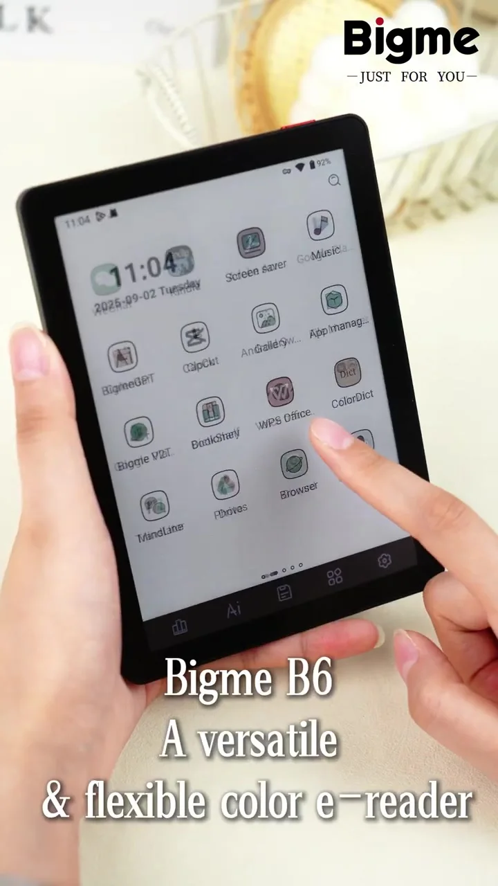 Bigme 6インチ電子書籍B6、カラー電子インク電子書籍リーダー、300PPI
